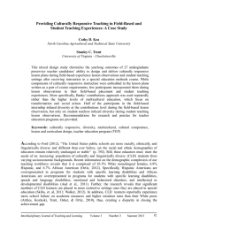 Providing Culturally Responsive Teaching in Field