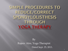 Importance of Yoga Therapy - Sivananda Yogopachar Kendra