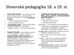 Slovenská pedagogika 18. a 19. st.