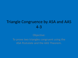 Triangle Congruence by ASA and AAS 4-3