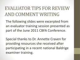 Tips for Writing Feedback Comments for Evaluators