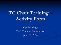 TC/TG/TRG Chair & Vice Chair Training Workshop