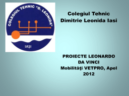 Diseminare - Colegiul Tehnic "Dimitrie Leonida" Iasi