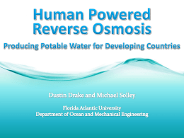 Human Powered Reverse Osmosis Presentation draft
