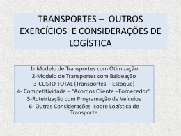 transportes * outros exercícios de logística