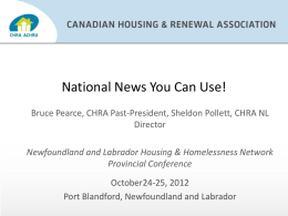 CHRA Actions – Advocacy - Newfoundland and Labrador Housing