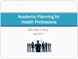 Planning for PreHealth Students