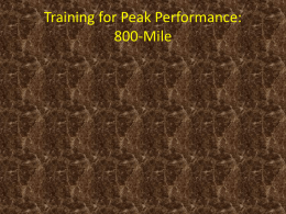 Training for Peak Performance: 800-Mile