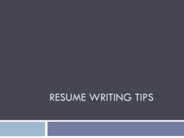 Resume Writing Tips