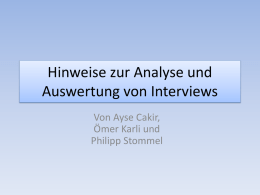 Referat: Hinweise zur Analyse und Auswertung von Interviews