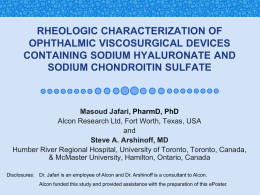 Rheologic Characterization of Ophthalmic Viscosurgical
