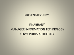 it media presentation - Kenya Ports Authority
