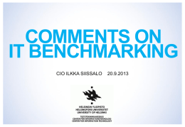 Comments on IT benchmarking, Ilkka Siissalo, University
