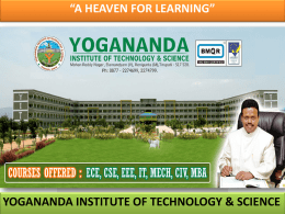 YOGANANDA INSTITUTE OF TECHNOLOGY & SCIENCE
