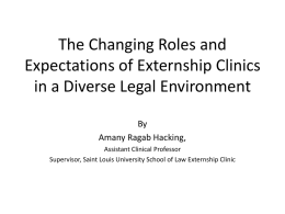 The Changing Roles and Expectations of Externship Clinics in a