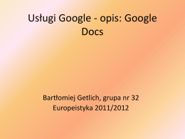 Us*ugi Google - opis: Google Docs