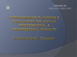 PERFORMANCE EVALUATION - College of William and Mary