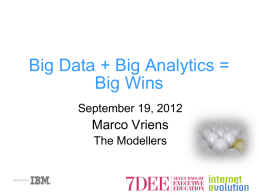 Big Data + Big Analytics = Big Wins