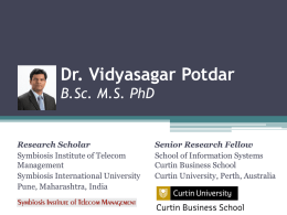 Consulting Proposal - Dr. Vidyasagar Potdar