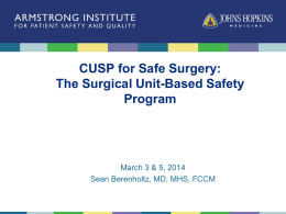 CUSP for Safe Surgery: The Surgical Unit