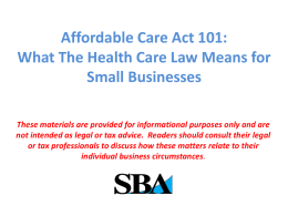 Business Insurance - Affordable Care Act
