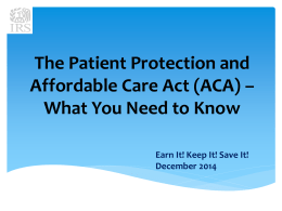 December 2014 IRS SPEC presentation on ACA