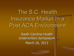 SC DOI Presentation - South Carolina Association of Health