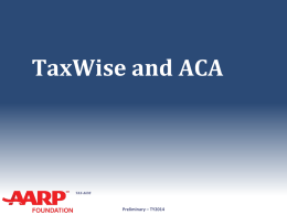 31a TaxWise and ACA - Aarp-tax-aide