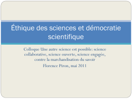 Éthique des sciences et démocratie scientifique