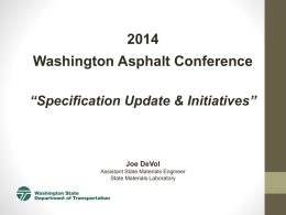 WA Asphalt Conference 2014-WSDOT Spec Updates
