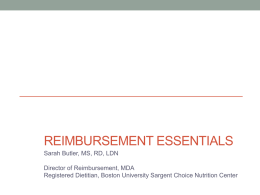 Reimbursement Essentials - Massachusetts Dietetic Association