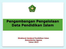 Pengembangan Pengelolaan Data Pendidikan Islam Direktorat