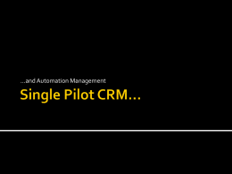 Single Pilot CRM and Automation Management