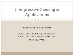 Compressive Sensing & Applications