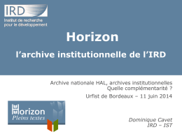Horizon l*archive institutionnelle de l*IRD