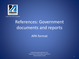 References: Government documents - University of Massachusetts