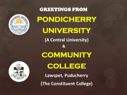 PONDICHERRY UNIVERSITY COMMUNITY COLLEGE
