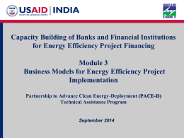 Business Models for Energy Efficiency Project Implementation