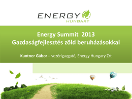 Energy Hungary Zrt bemutatkozás, stratégia