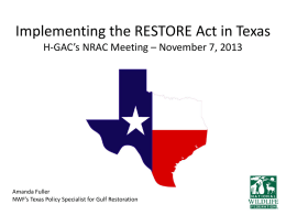 Implementing the RESTORE Act in Texas H