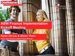 ABW Finance Implmentaion Kickoff Meeting