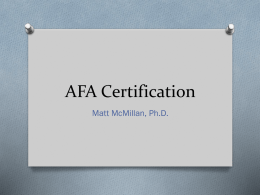 Lecture 2 AFA Certification