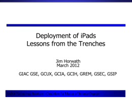 Deployment of iPads Lessons from the Trenches