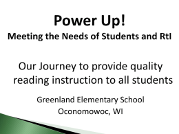 Power Up! Meeting the Needs of Students and RtI