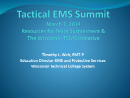 Resources for Team Sustainment & The Wisconsin TEMS Initiative