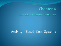 Chapter 4 ADVANCED MANAGEMENT ACCOUNTING