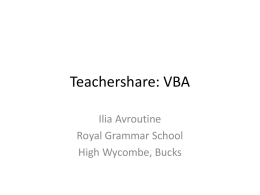Teachershare: VBA - Computing At School