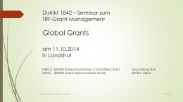 Distrikt 1842 * Seminar zum TRF-Grant