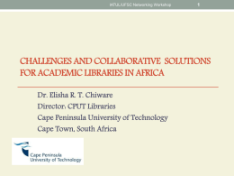 COLLABORATION - Workshop – Challenges of networking library