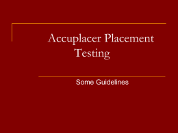 Accuplacer Placement Testing - Wor